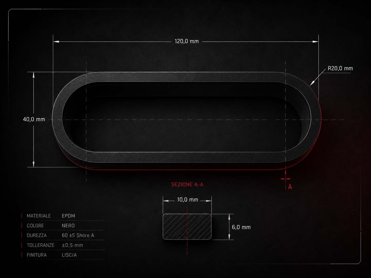 Schema tecnico Fettucce in EPDM